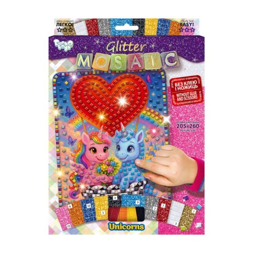 Набір для творчості «Glitter Mosaic», в асортименті, у коробці 21,5х29,5х1,5 см, ТМ Данко Тойс