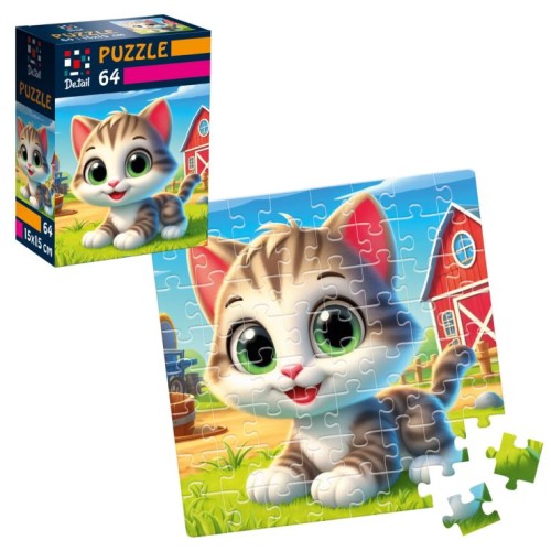 Пазли «De.tail. Забавне кошеня» на 64 елементи, у коробці 7х3,5х10 см, ТМ Vladi Toys
