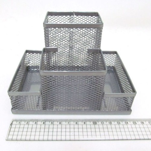 Органайзер настільний «Сітка»150х100х100 мм металевий 4 відділення срібний, J. Otten