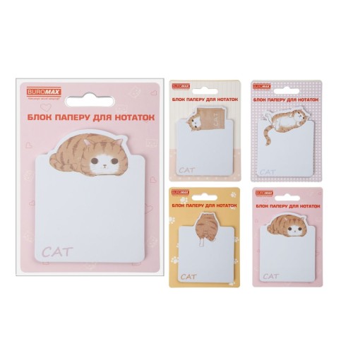 Блок паперу «Lazy cat» клеєний 70х94 мм 30 аркушів, в асортименті, ТМ Buromax