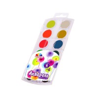 Фарби акварельні «Творчість» на 6 + 6 флуоресцентних кольорів без пензля, пластик, ТМ Гамма-Н