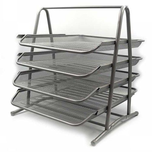 Лоток «Сітка» горизонтальний металевий на 4 відділення срібний 300х350 мм, ТМ J.Otten