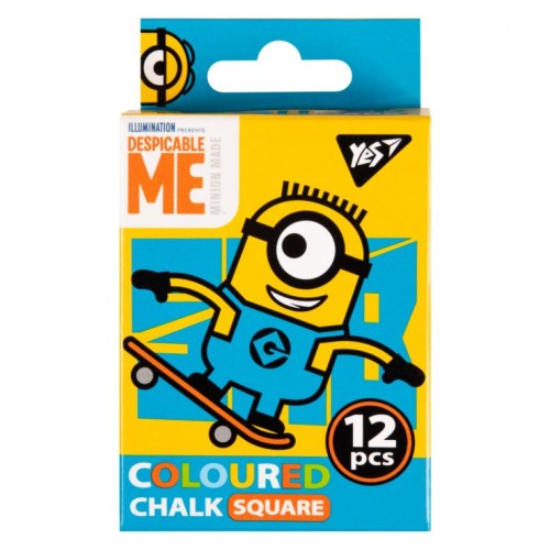 Крейда «Minions» кольорова квадратна з 12 шт, ТМ Yes