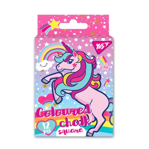 Крейда «Unicorn» 12 шт на 6 кольорів квадратна, ТМ YES