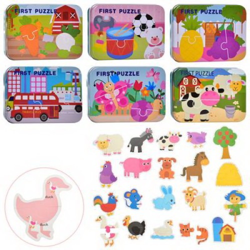 Пазли в асортименті, у металевому пеналі 17х12,5х3 см