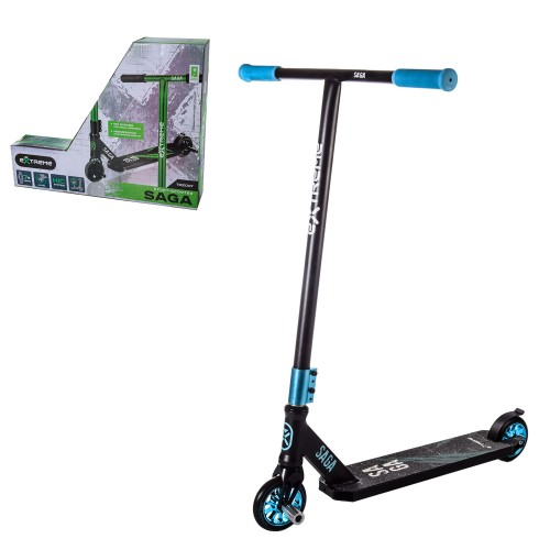 Самокат трюковый 2-х колёс. GREEN, Extreme Motion SAGA,колёса PU 110мм, диск спицевой
