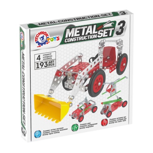 Конструктор металевий«Техніка» на 193 деталі, у коробці 19х19х3,5 см, ТМ Технок
