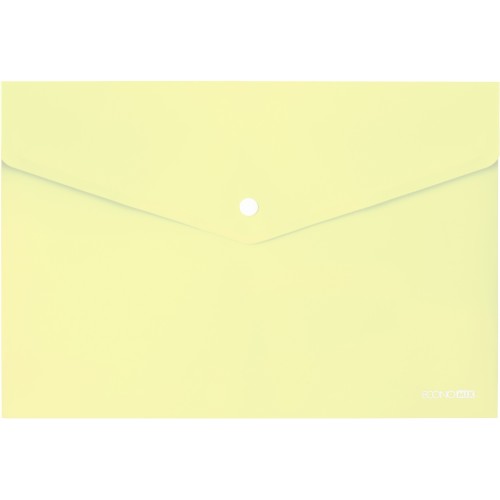 Папка-конверт на кнопці А4 180 мкм прозора, фактура «глянець» пастель жовта, ТМ Economix