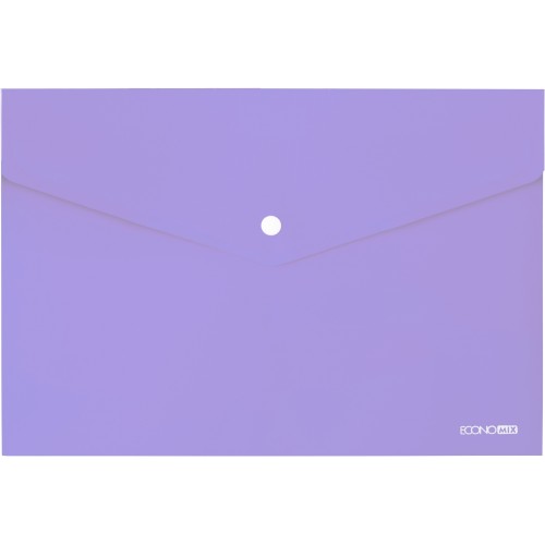 Папка-конверт на кнопці А4 180 мкм прозора, фактура «глянець» лавандова, ТМ Economix