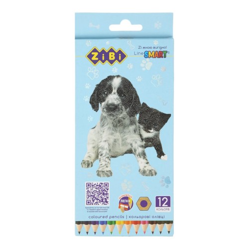 Олівці «Собаки та коти» на 12 кольорів шестигранніі, SMART
