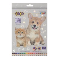 Олівці кольорові «Собаки та коти» шестигранні на 18 кольорів, SMART Line