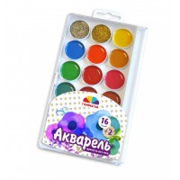 Фарби акварельні на 18 кольорів з золотом і сріблом без пензлика, пластик, Творчість