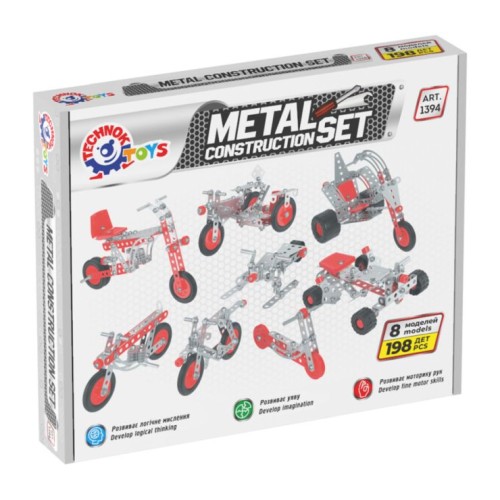 Конструктор металевий «Мототранспорт» на 198 деталей, у коробці 31х24,5х4,5 см, ТМ Технок