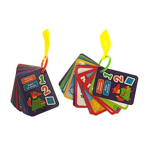 Гра настільна «Картки на кільці. Цифри та фігури» з 18 карток, ТМ Vlady Toys