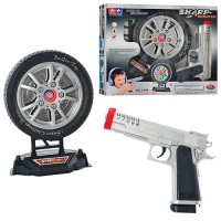 Іграшковий тир музичний зі світлом: пістолет 20 см, мішень 16 см, на батарейці, у коробці 31х26х6 см