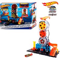 Ігровий набір «Карколомні трюки в шиномонтажі» з машинкою, у коробці 9х37х23 см, Hot Wheels