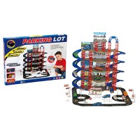 Гараж на 5 поверхів з 2 машинками, вертольотом та дорожніми знаками, у коробці 62х45х5 см