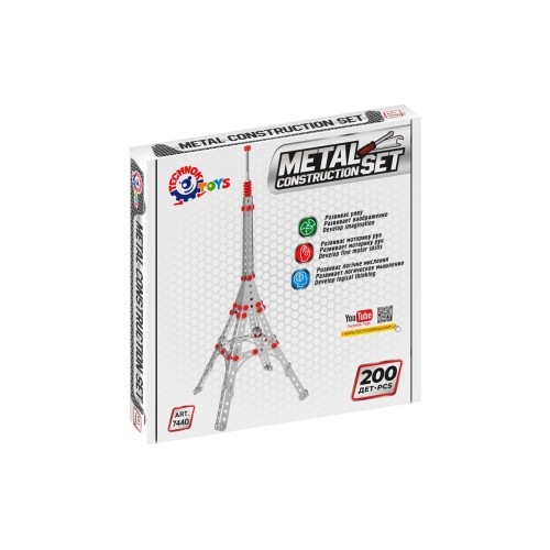 Конструктор металевий «Вежа» з 200 деталей, у коробці 19х19х3,5 см, ТМ Технок