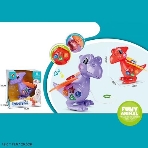 Динозаврик музичний зі світлом та звуком, на батарейці, в асортименті, у коробці 19х13,5х20 см