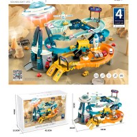 Гараж -космодром зі звуком та світлом, 4 машинками, 3 космічними кораблями, на батарейці, у коробці 42х13х28 см