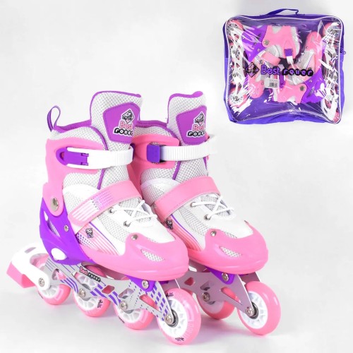 Ролики, S (30-33), металева рама, колеса PVC, світло, фіолетові, сумка