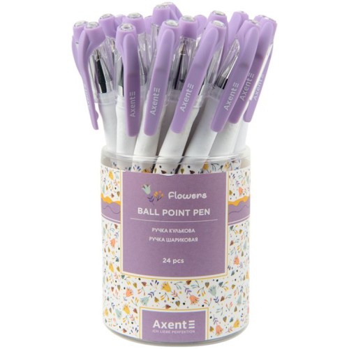 Ручка «Flowers» кулькова синя, ТМ Axent