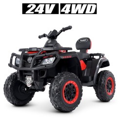Квадроцикл р/к на акумуляторі 24V 7AH з 4 моторами 45W, музикою, світлом, колесами з EVA, шкіряним сидінням, червоний