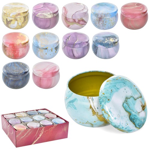 Скринька металева 8х8х5 см, в асортименті, у дисплеї 33х24х10 см