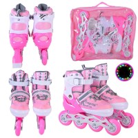 Ролики, М (34-37), металева рама, колеса PVC 1, світло-рожеві, сумка