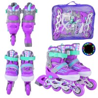 Ролики, М (34-37), металева рама, колеса PVC 1, світло-фіолетові, сумка