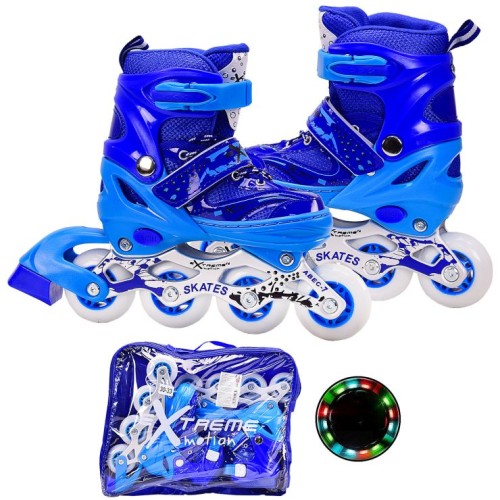 Ролики, M (34-37), металева рама, колеса PU 1, світло, сині