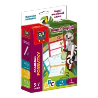 Гра настільна «Пиши та витирай. Перші англійські» з 16 крток, губки та маркера, у коробці 14,5х3х21,5 см, ТМ Vladi Toys
