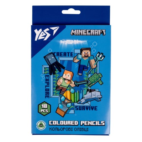 Олівці кольорові «Minecraft» на 18 кольорів, ТМ Yes
