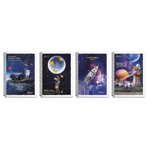 Блокнот, А6, 80 аркушів, клітинка, спіраль збоку, картонна обкладинка, №6774, ТМ Gold Brisk