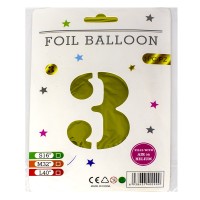 Кульки фольговані «Цифра 3» 82 см золото, ТМ Leader