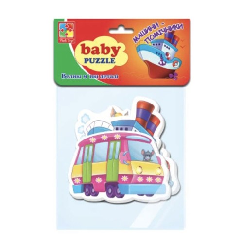 Пазли м`які «Машини-помічники» з 16 елементів, у пакеті 16х28 см, ТМ Vlady Toys