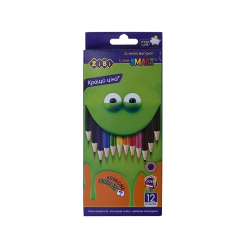Олівці кольорові «SMART» на 12 кольорів, TM Zibi