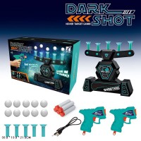 Іграшковий тир зі світлом: 2 види іграшкової зброї, 5 поролонових снарядів, 10 куль, 5 мішеней, на батарейці, у коробці 33х13х21,5 см