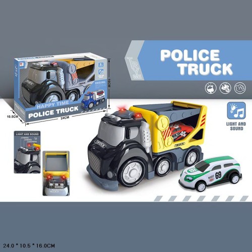 Трейлер з машинками зі світлом та звуком на батарейці, у коробці 24х16х10,5 см