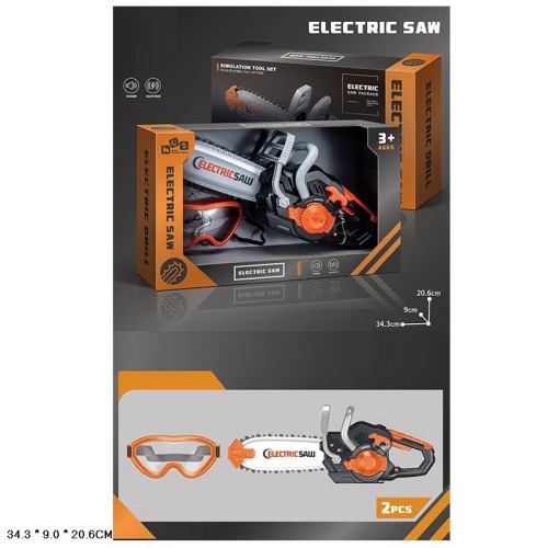 Бензопила зі світлом та звуком, на батарейці, у коробці 34,3х20,6х9 см