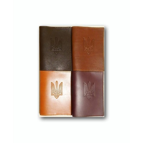 Обкладинка на паспорт «Тризуб» 95х135 мм зі шкіри, в асортименті