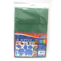 Фетр 20х30 товщиною 1,2 мм 10 аркушів, смарагдово-зелений, ТМ J.Otten