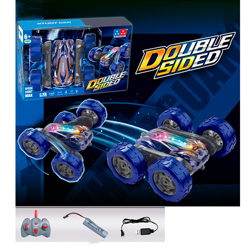 Машина 15,5 см р/к 2,4G на акумуляторі трюкова зі світлом, USB та гумовими колесами, у коробці 28х19х8 см