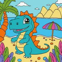 Набір 7+ для розпису по номерах «Грайливий динозавр», 25х25 см, ТМ Ідейка