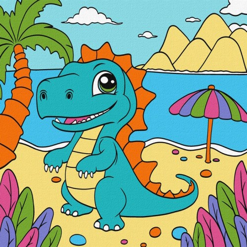 Набір 7+ для розпису по номерах «Грайливий динозавр», 25х25 см, ТМ Ідейка