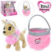 Собачка «Кіккі» 22 см, на батарейці, музика, звук українською, сумка, у коробці 29х27,5х19 см