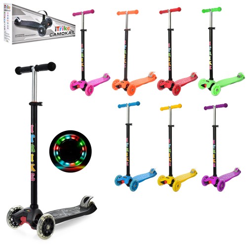 Самокат «MAXI» 3-колісний з алюмінієво-пластиковою рамою, переднім колесом 120 мм зі світлом, кермом 80-89 см, підніжкою 30-13 см, в асортименті