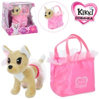 Собачка «Кіккі» 22 см музична з українською озвучкою та сумочкою, на батарейці, у коробці 29х27,5х19,5 см