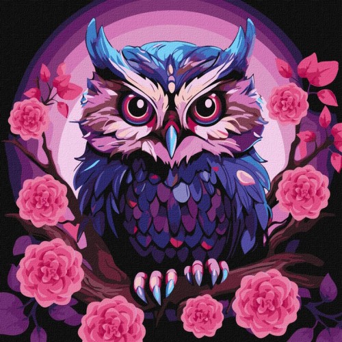 Набір для розпису по номерах «Фіолетова совушка», 40х40 см, ТМ Ідейка