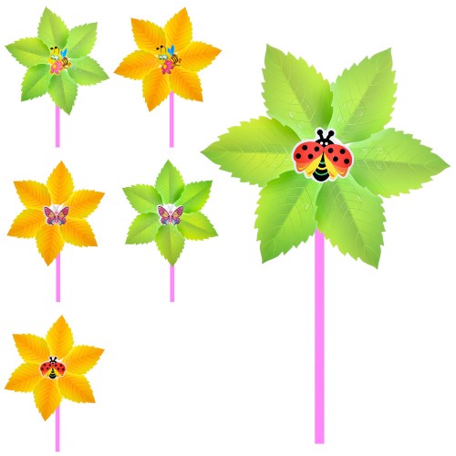 Вітрячок «Листочок» 23 см, паличка 28 см, в асортименті, у пакеті 23х23 см